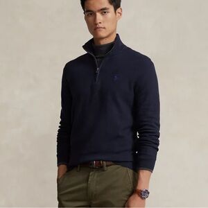 Men’s Polo by Ralph Lauren Quarter-zip Cotton Sweater Size M in Navy